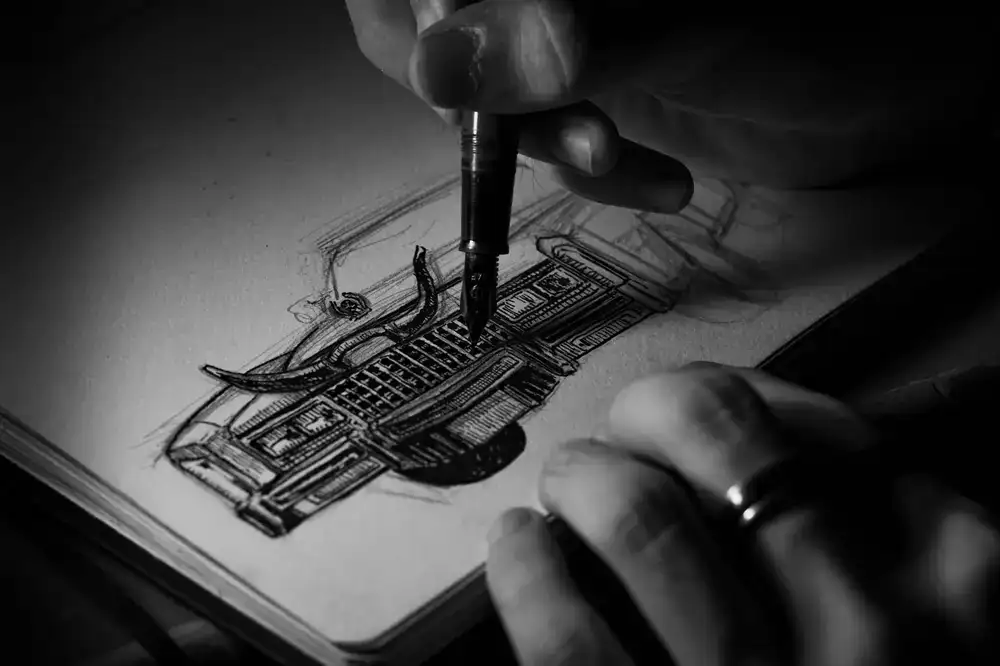 Art Director sketching concepts